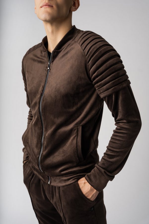 Brown velour tracksuit with pleats - Image 4