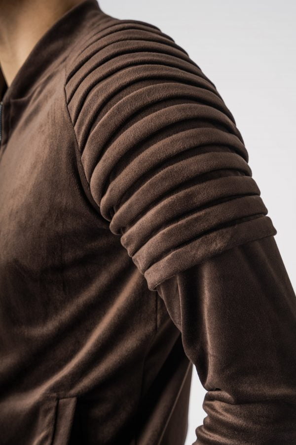 Brown velour tracksuit with pleats - Image 3