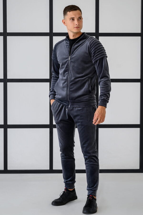 “Graphit” velour tracksuit with pleats