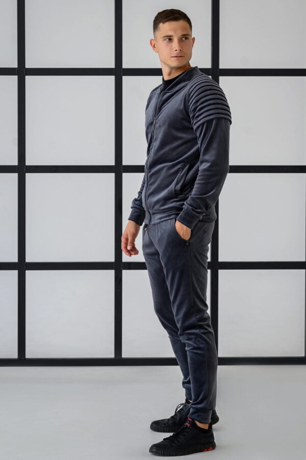 “Graphit” velour tracksuit with pleats