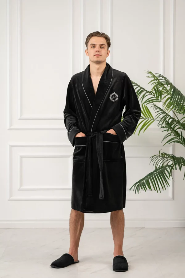 Black and gold velour robe