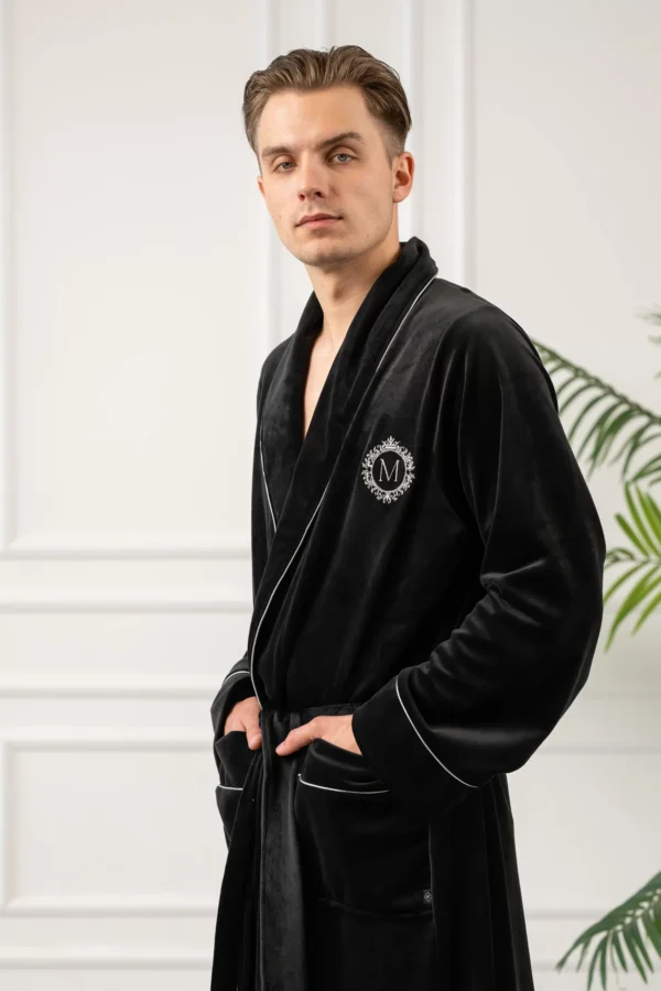 Black and gold velour robe