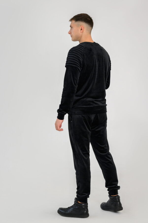 Black velour tracksuit without a zipper
