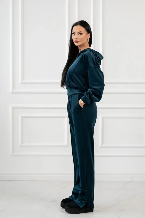 “Lounge” Emerald green veliūrinės kelnės
