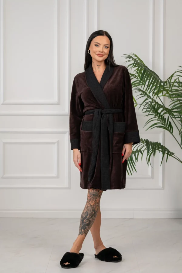 Chocolate&Waffle velour bathrobe