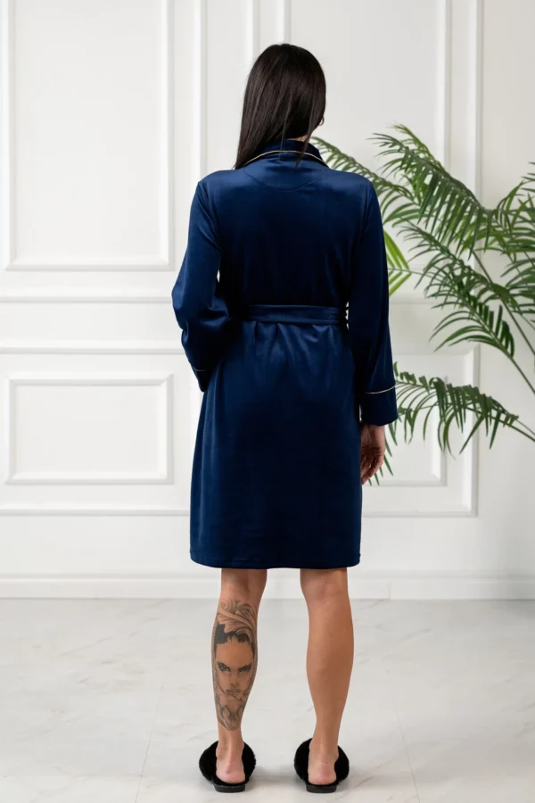 Velour bathrobe with personalized initials - Blue