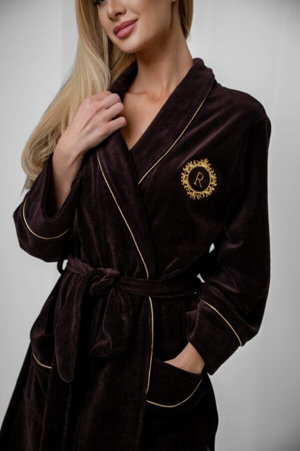 Women velour bathrobe - Brown